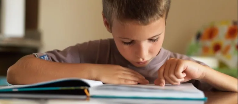 Boy reading book
