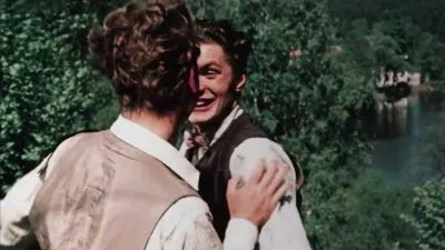 Two people hugging outdoors