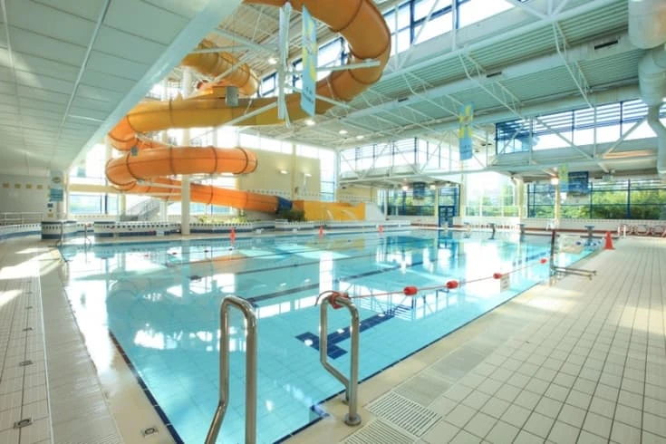 Indoor swimming pool with slide