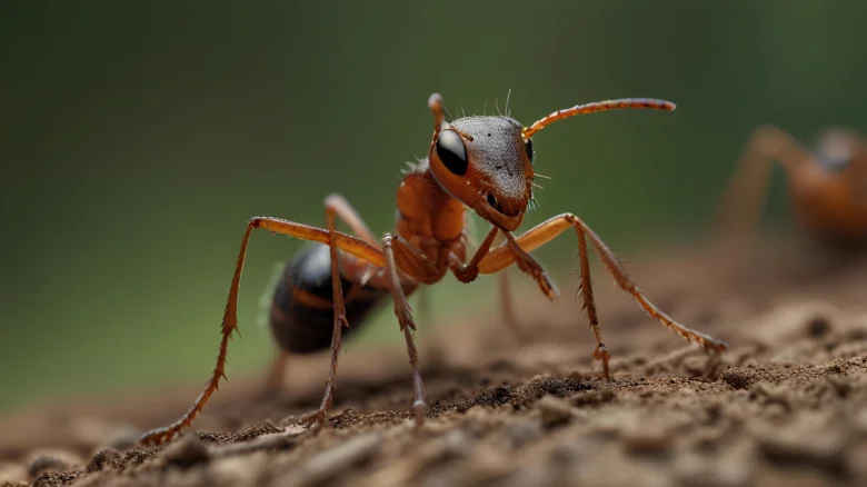 Ant on soil