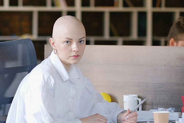 Woman with alopecia
