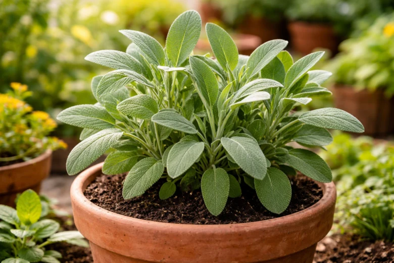 Sage plant in pot