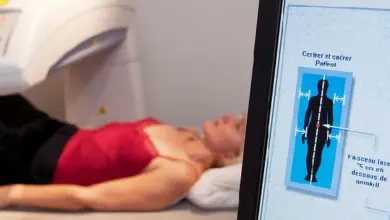 Woman on ct scanner